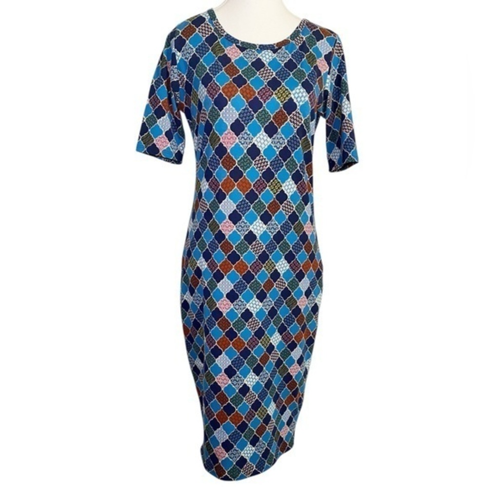 LuLaRoe Blue and Orange Sheath Midi Dress
